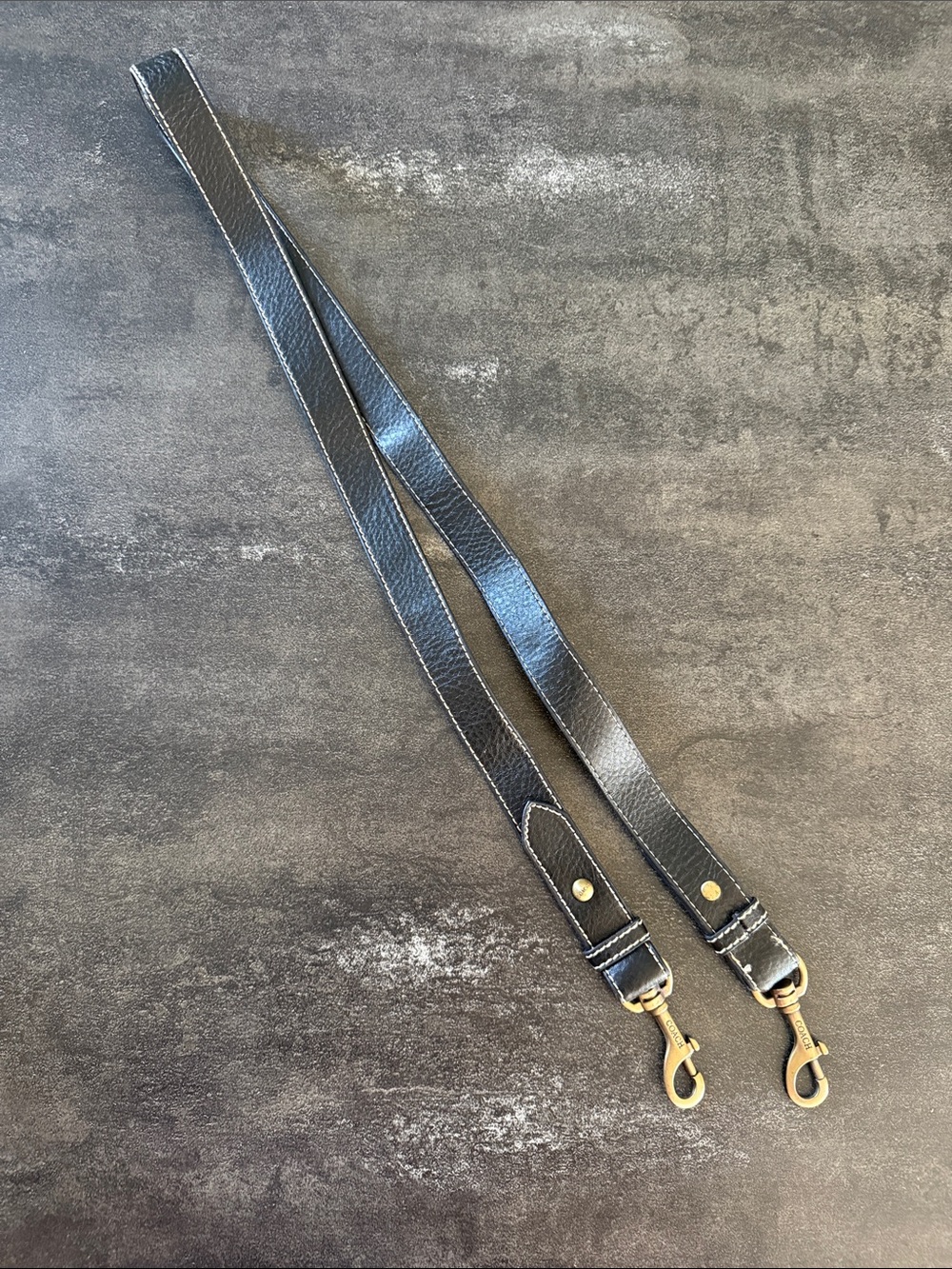 Coach Black Leather Adjustable Strap with Gold Clips